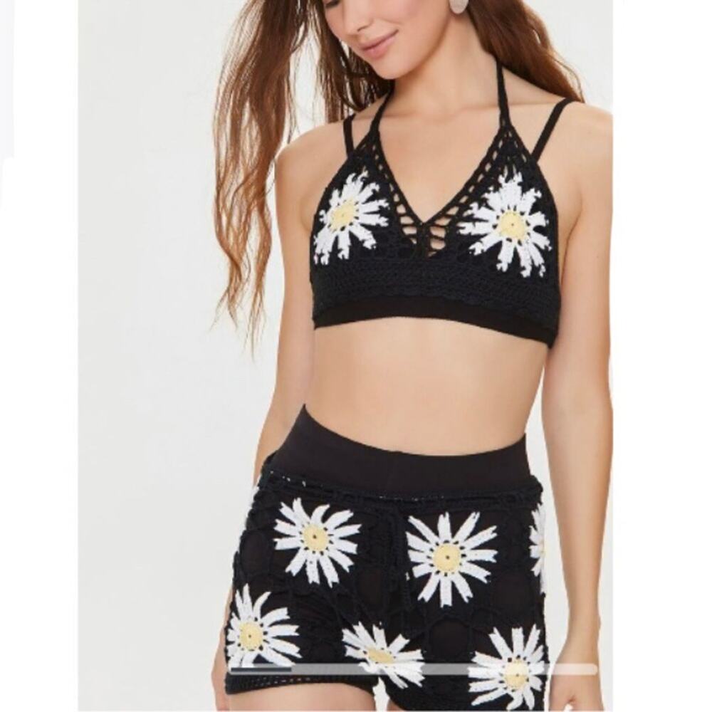 Julia By Love J Daisy Crochet Halter & Shorts Set